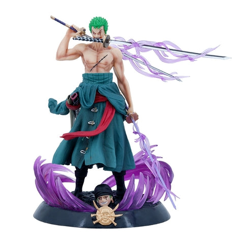 Mô Hình Đồ Chơi - Zoro đứng 2 đầu + 3 kiếm + 3haki - OnePiece